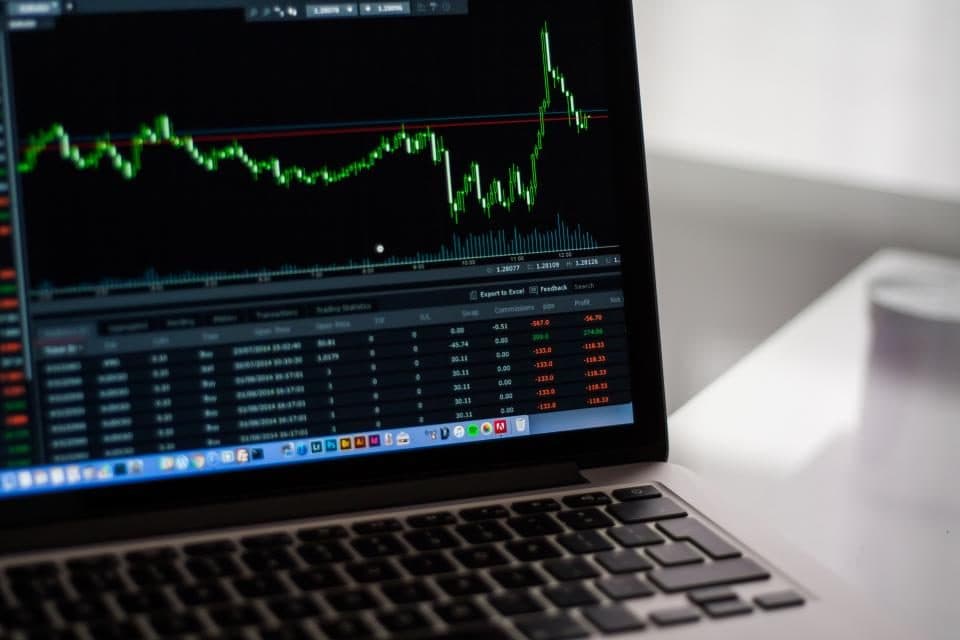 Financial charts on a screen
